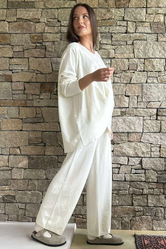 Elbury Twist & Bloom Luxury Knit Co Ord Set Ecru